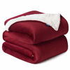 Picture of BEDSURE Sherpa Fleece Blanket King Size(Not Electrical) Red Plush Blanket Fuzzy Soft Blanket Microfiber