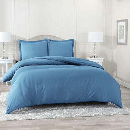 Picture of Nestl Duvet Cover 3 Piece Set - Ultra Soft Double Brushed Microfiber Hotel-Quality - Comforter Cover with Button Closure and 2 Pillow Shams, Blue Heaven - California King 98"x104"
