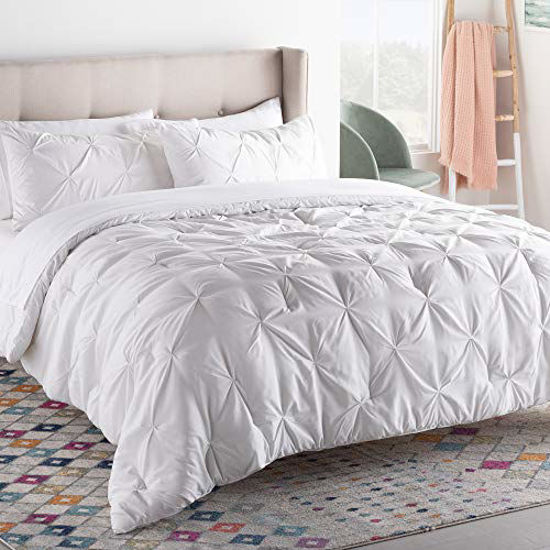 Picture of LINENSPA All- Season Hypoallergenic - Plush Microfiber Fill - Machine Washable Alternative Comforter, Queen, White Pinch Pleat