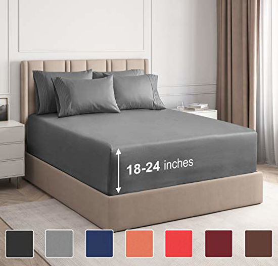 Picture of Extra Deep Pocket Sheets - 7 Piece Sheet Set - Split King Size Sheets Deep Pocket - Extra Deep Bed Sheets - Deep Split King Fitted Sheet Set - Super and Ultra Deep Sheets - for Extra Deep Mattress