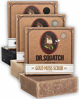 Picture of Dr. Squatch Men's Soap Variety Pack - Manly Scent Bar Soaps: Pine Tar, Cedar Citrus, Gold Moss - Handmade with Organic Oils in USA (3 Bars)