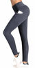 Picture of IUGA High Waist Yoga Pants with Pockets, Tummy Control, Workout Pants for Women 4 Way Stretch Yoga Leggings with Pockets (Gray IU7840, Large)