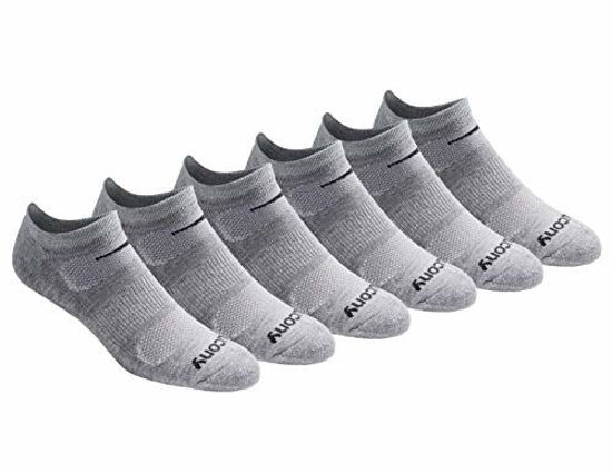 Picture of Saucony Men's Multi-Pack Mesh Ventilating Comfort Fit Performance No-Show Socks, Grey Basic (6 Pairs), Shoe Size: 15-17