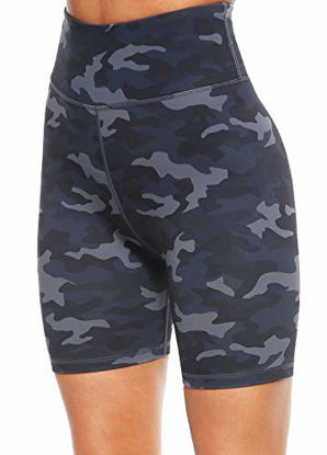 Picture of Persit Yoga Shorts for Women Spandex High Wasited Running Athletic Bike Workout Leggings Tight Fitness Gym Shorts with Pockets - Deep Grey Camo - M