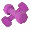 Picture of Portzon Set of 2 Neoprene Dumbbell Hand Weights, Anti-Slip, Anti-roll, Purple, 3-Pound