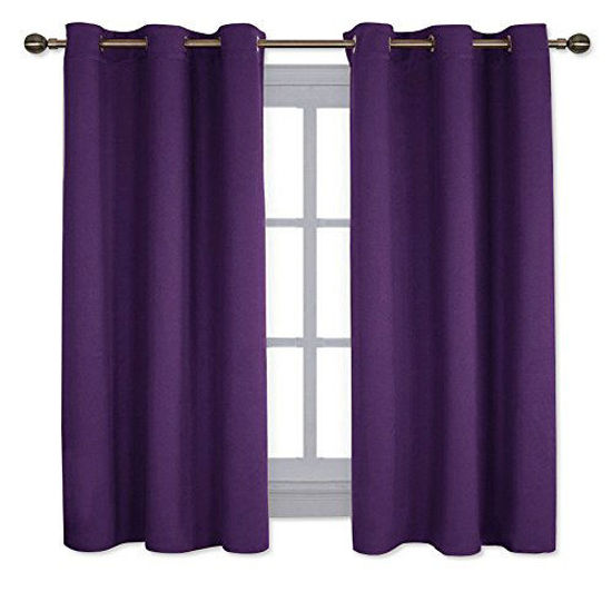 Picture of NICETOWN Triple Weave Home Decoration Thermal Insulated Solid Ring Top Blackout Curtains/Drapes for Bedroom(Set of 2, 42 x 63 Inch, Royal Purple)