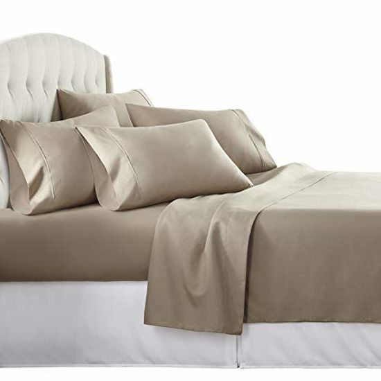 Danjor Linens 6 Piece Hotel Luxury Soft 1800 Series Premium Bed Sheets Set  with Deep Pockets, Queen, Taupe 