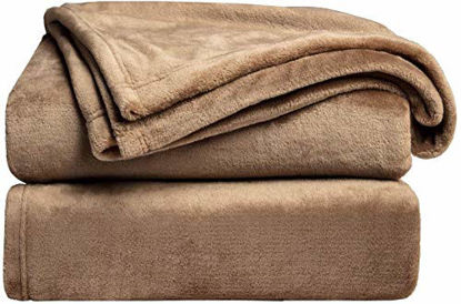 Picture of Bedsure Fleece Blanket Twin Size Taupe Lightweight Blanket Super Soft Cozy Beige Blanket