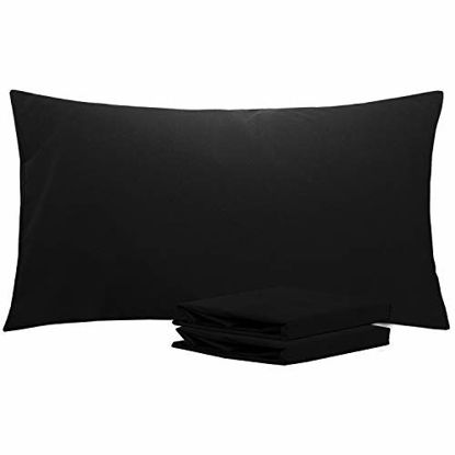 Picture of NTBAY King Pillowcases Set of 2, 100% Brushed Microfiber, Soft and Cozy, Wrinkle, Fade, Stain Resistant with Envelope Closure, 20"x 36", Black