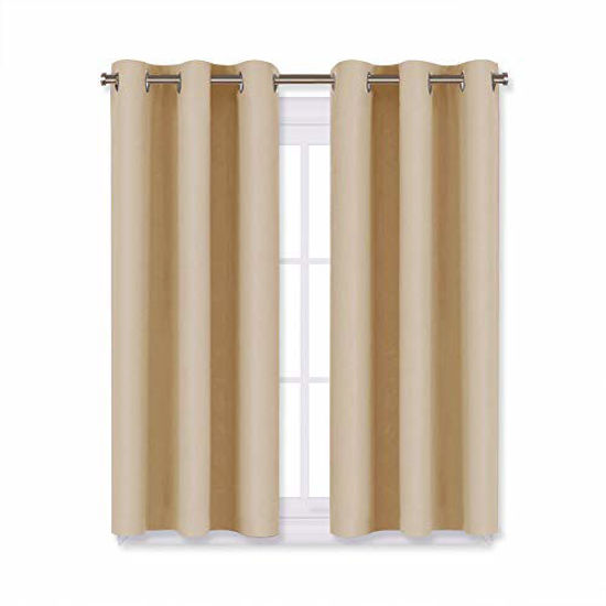 Picture of NICETOWN Room Darkening Curtain Panels for Living Room, Thermal Insulated Grommet Room Darkening Draperies/Drapes for Window (Biscotti Beige, 2 Panels, W29 x L45 -Inch)