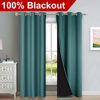 Picture of NICETOWN Complete 100% Blackout Curtain Set, Thermal Insulated & Energy Efficiency Window Draperies for Guest Room, Full Shading Panels for Shift Worker and Light Sleepers, Sea Teal, 42W x 84L, 2 PCs