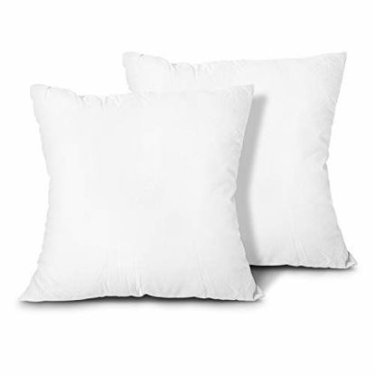 Picture of Edow Throw Pillow Inserts, Set of 2 Lightweight Down Alternative Polyester Pillow, Couch Cushion, Sham Stuffer, Machine Washable. (White, 18x18)