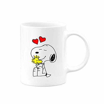 Picture of Charlie Brown Peanuts Snoopy and Woodstock Love Coffee Mug | 11 ounce cup | Serenity Home Goods | Cute Gift