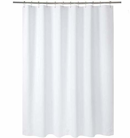 Picture of AmazerBath Plastic Shower Curtain, 54 x 78 Inches White EVA 8G Thick Bathroom Plastic Shower Curtains with Heavy Duty Clear Stones and Grommet Holes