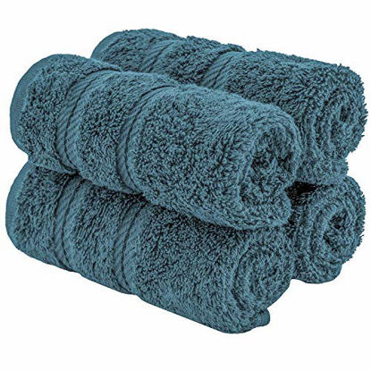 Picture of American Soft Linen Premium Genuine Turkish Cotton, Luxury Hotel Quality for Maximum Softness & Absorbency for Face, Hand, Kitchen & Cleaning (4-Piece Washcloth Set, Colonial Blue)