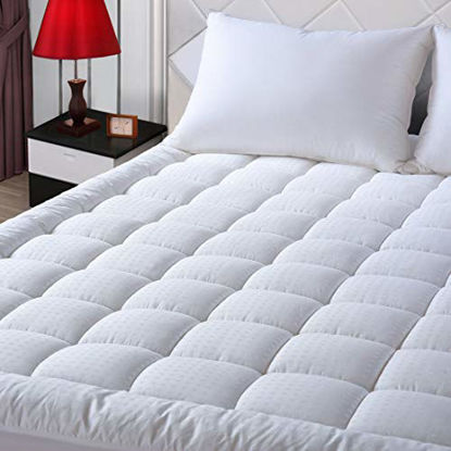 Picture of EASELAND RV Short Queen Mattress Pad Pillow Top Mattress Cover Quilted Fitted Mattress Protector Cotton Top 8-21" Deep Pocket Cooling Mattress Topper for Camper