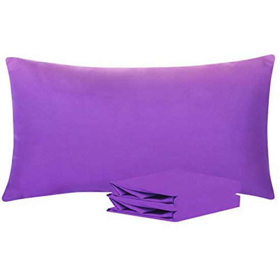 Picture of NTBAY King Pillowcases Set of 2, 100% Brushed Microfiber, Soft and Cozy, Wrinkle, Fade, Stain Resistant with Envelope Closure, 20 x 40 Inches, Purple