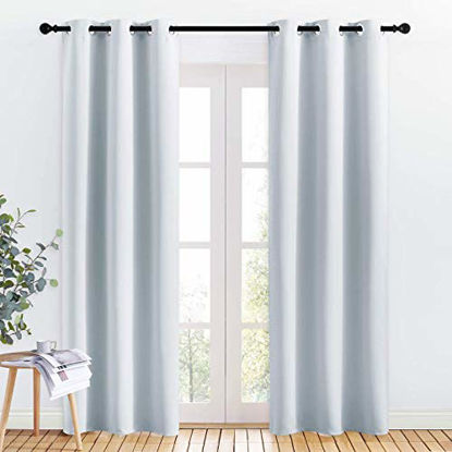 Picture of NICETOWN Room Darkening Curtain Panels for Bedroom, Easy-Care Solid Thermal Insulated Grommet Room Darkening Draperies/Drapes (Greyish White, 2 Panels, 34 by 84)