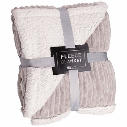 Picture of Sherpa Blanket Fleece Throw - 60x80, Pearl Grey - Soft, Plush, Fluffy, Warm, Cozy - Perfect for Bed, Sofa, Couch, Chair