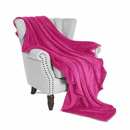 Picture of Exclusivo Mezcla Flannel Fleece Velvet Plush Soft Throw Blanket - 50" x 60" (Fushcia)