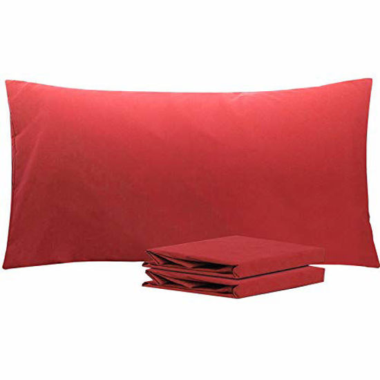 Picture of NTBAY King Pillowcases Set of 2, 100% Brushed Microfiber, Soft and Cozy, Wrinkle, Fade, Stain Resistant with Envelope Closure, 20 x 40 Inches, Wine Red