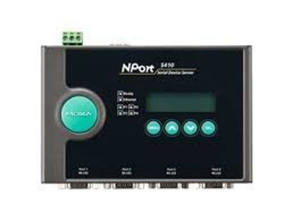 Picture of MOXA NPort 5410 w/Adapter - 4 Ports RS-232 Serial Device Server, 10/100 Ethernet, DB9 Male