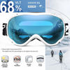 Picture of ZIONOR Lagopus Ski Snowboard Goggles UV Protection Anti fog Snow Goggles for Men Women Youth VLT 68% White Frame Clear Blue Lens