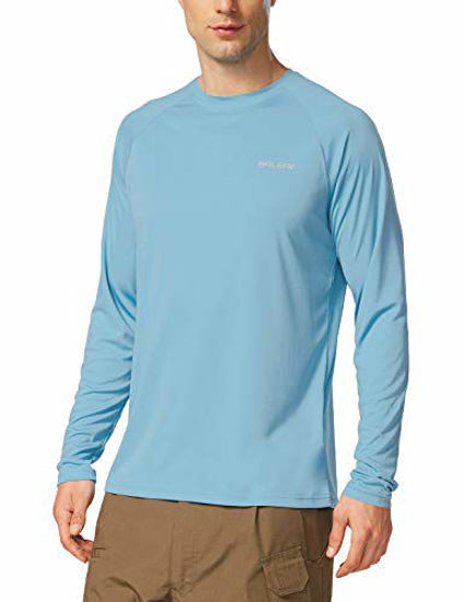 GetUSCart- BALEAF Men's UPF 50+ Sun Protection Shirts Long Sleeve Dri Fit SPF  T-Shirts Lightweight Fishing Hiking Running Light Blue Size XXL