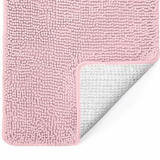 Picture of Gorilla Grip Original Luxury Chenille Bathroom Rug Mat, 30x20, Extra Soft and Absorbent Shaggy Rugs, Machine Wash Dry, Perfect Plush Carpet Mats for Tub, Shower, and Bath Room, Light Pink