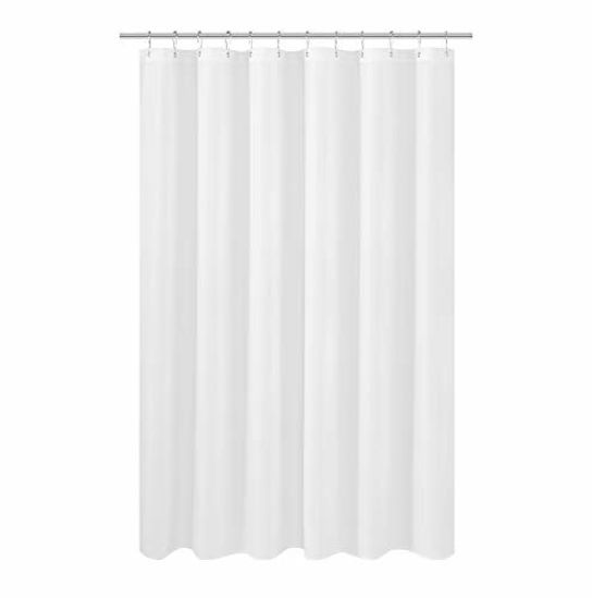 Picture of N&Y HOME Longer Shower Curtain Liner Fabric 72 x 75 inches, Hotel Quality, Washable, White Spa Bathroom Curtains with Grommets, 72x75