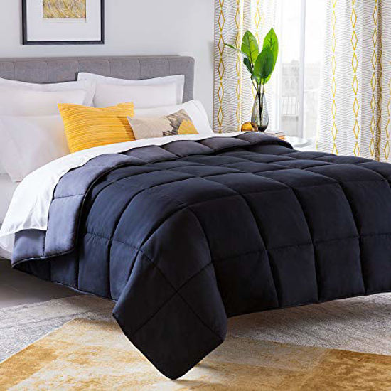 Picture of Linenspa All-Season Reversible Down Alternative Quilted Comforter - Hypoallergenic - Plush Microfiber Fill - Machine Washable - Duvet Insert or Stand-Alone Comforter - Black/Graphite - Full