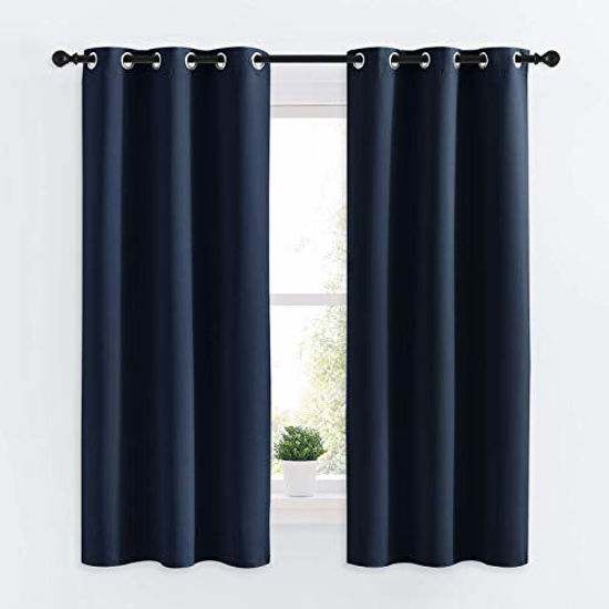 Picture of NICETOWN Blackout Draperies Curtains, All Season Thermal Insulated Solid Grommet Top Blackout Curtains/Drapes for Kid's Room (Navy, 1 Pair, 34 x 63 Inch)