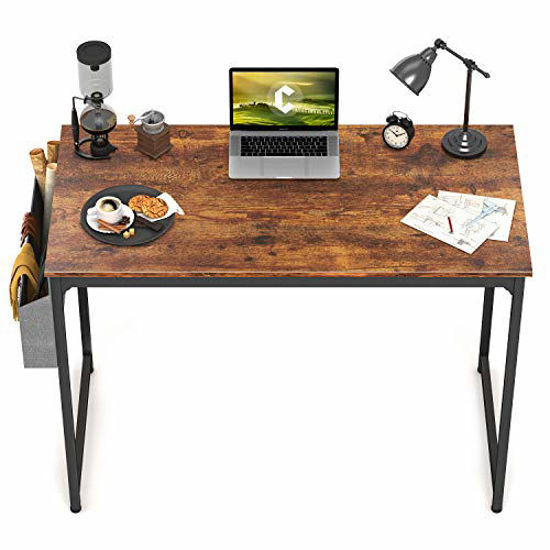 Picture of CubiCubi Study Computer Desk 32" Home Office Writing Small Desk, Modern Simple Style PC Table, Black Metal Frame, Rustic Brown