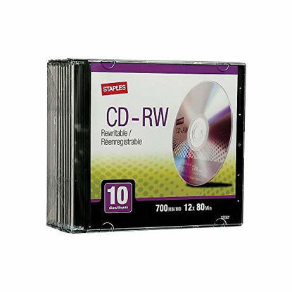 Picture of Staples CD-RW Rewritable with Slim CD Slim Case 10 Pieces