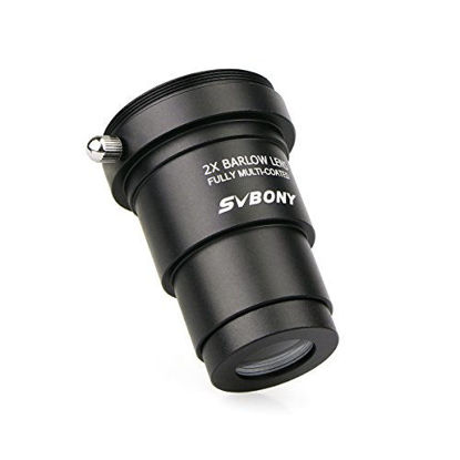 Picture of SVBONY Barlow Lens 2X 1.25 inch Metal Fully Blackened with M42x0.75 Thread Camera Connect Interface for Telescope Filters for Astrophotography