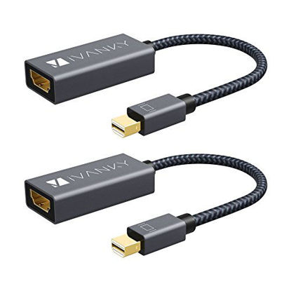 Picture of Mini Displayport to HDMI Adapter [2-Pack, Super Slim, Nylon Braided] iVanky Thunderbolt to HDMI Adapter for Microsoft Surface Pro/Dock, Apple MacBook Air/Pro, Monitor, Projector and More -Space Grey