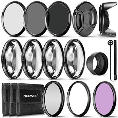 Picture of Neewer 52MM Complete Lens Filter Accessory Kit for Lenses with 52MM Filter Size: UV CPL FLD Filter Set + Macro Close Up Set (+1 +2 +4 +10) + ND Filter Set (ND2 ND4 ND8) + Other Accessories