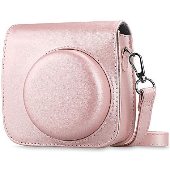 Picture of Fintie Protective Case Compatible with Fujifilm Instax Mini 8 Mini 8+ Mini 9 Instant Camera - Premium Vegan Leather Bag Cover with Removable Strap, Rose Gold