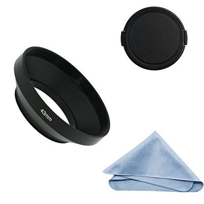 Picture of SIOTI Camera Wide Angle Metal Lens Hood with Cleaning Cloth and Lens Cap Compatible with Leica/Fuji/Nikon/Canon/Samsung Standard Thread Lens(43mm)