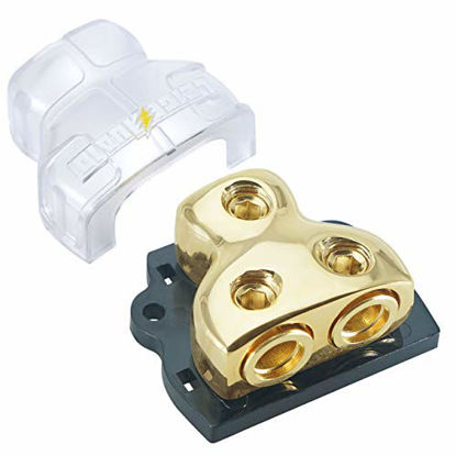 Picture of LEIGESAUDIO 0/2/4 Gauge in 0/2/4 Gauge Out Copper Amp Power Distribution Block for Car Audio Splitter (2WAY)