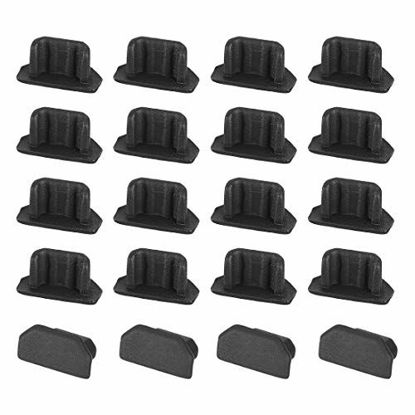 Picture of uxcell 20pcs Silicone Micro USB Cap Port Cover Anti Dust Protector 6.5mmx2.3mm Black