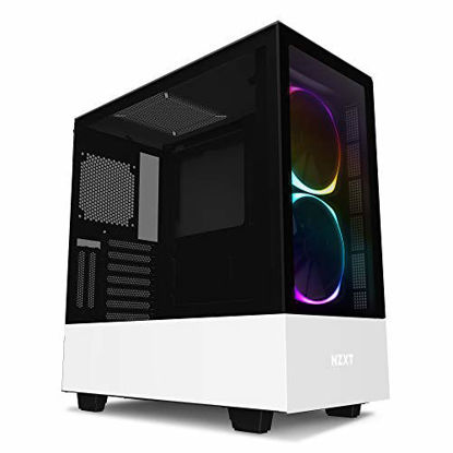 Picture of NZXT H510 Elite - CA-H510E-W1 - Premium Mid-Tower ATX Case PC Gaming Case - Dual-Tempered Glass Panel - Front I/O USB Type-C Port - Vertical GPU Mount - Integrated RGB Lighting - White/Black