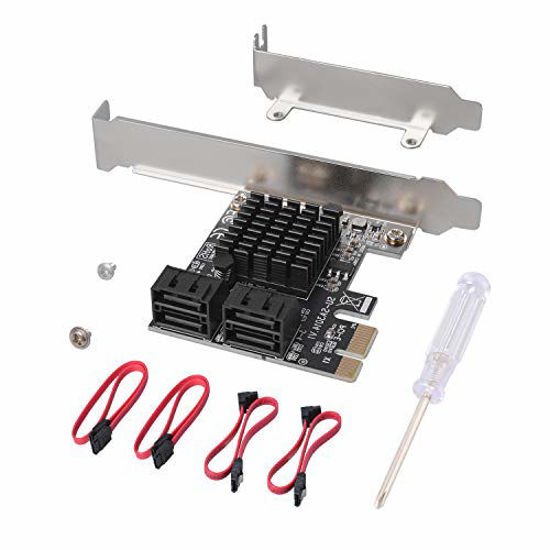 Picture of SATA Card 4 Port with 4 SATA Cables, 6 Gbps SATA 3.0 Controller PCI Express Expression Card with Low Profile Bracket Support 4 SATA 3.0 Devices