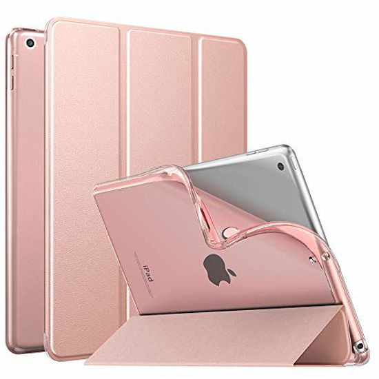 Picture of MoKo Case Fit New iPad 8th Generation 10.2" 2020 / iPad 7th Gen 2019, iPad 10.2 Case with Stand, Soft TPU Translucent Frosted Back Cover Slim Shell for iPad 10.2 inch, Auto Wake/Sleep,Rose Gold