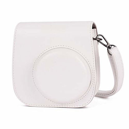Picture of Phetium Instant Camera Case Compatible with Instax Mini 11,PU Leather Bag with Pocket and Adjustable Shoulder Strap (White)