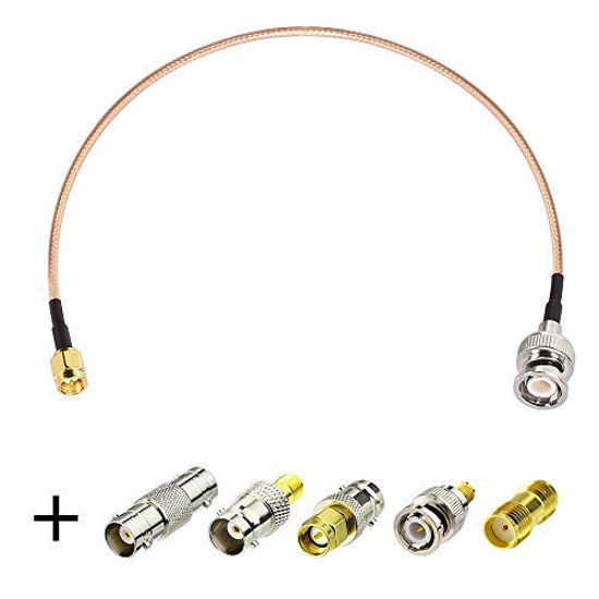 Picture of SUPERBAT SMA Male to BNC Male Cable 20inches + 5pcs RF Coax Adapter Kit SMA to BNC Cable SMA BNC Adapter Cable Kit for RF Applications/Antennas/Wireless LAN Devices/Wi-Fi Radios External Antenna etc