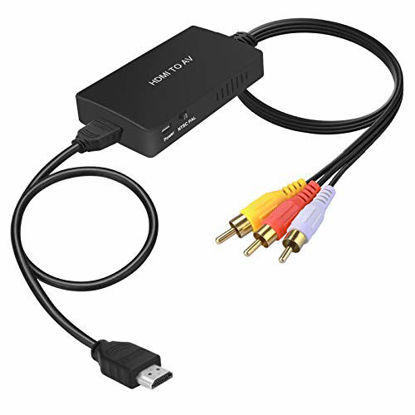 Picture of HDMI to RCA Converter, HDMI to AV Composite Video Audio Converter Adapter Supports PAL/NTSC for TV Stick, Roku, PS4, Xbox, Switch, Blu-Ray, DVD Player