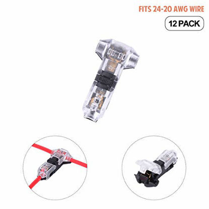 Picture of BRILLIANCE4U Low Voltage Wire Connectors, No Wire Stripping 3 Way Wire Connector 1 Pin, Reliable Small Wire Connectors, T Tap Wire Connectors 1 Pin for 20-24 AWG Wires, 12 Pack