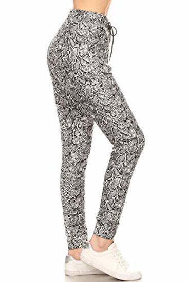 Picture of Leggings Depot JGA-S698-L Snake Skin Printed Jogger Pants w/Pockets, Large