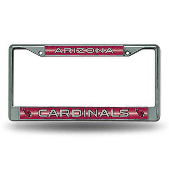 Picture of NFL Rico Industries Bling Chrome License Plate Frame with Glitter Accent, Arizona Cardinals